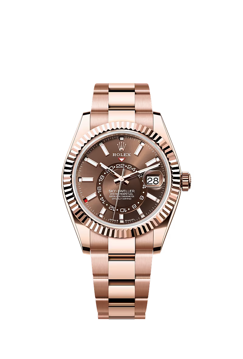 ROLEX Sky-Dweller Chocolate Dial Everose Gold Oyster Watch 336935