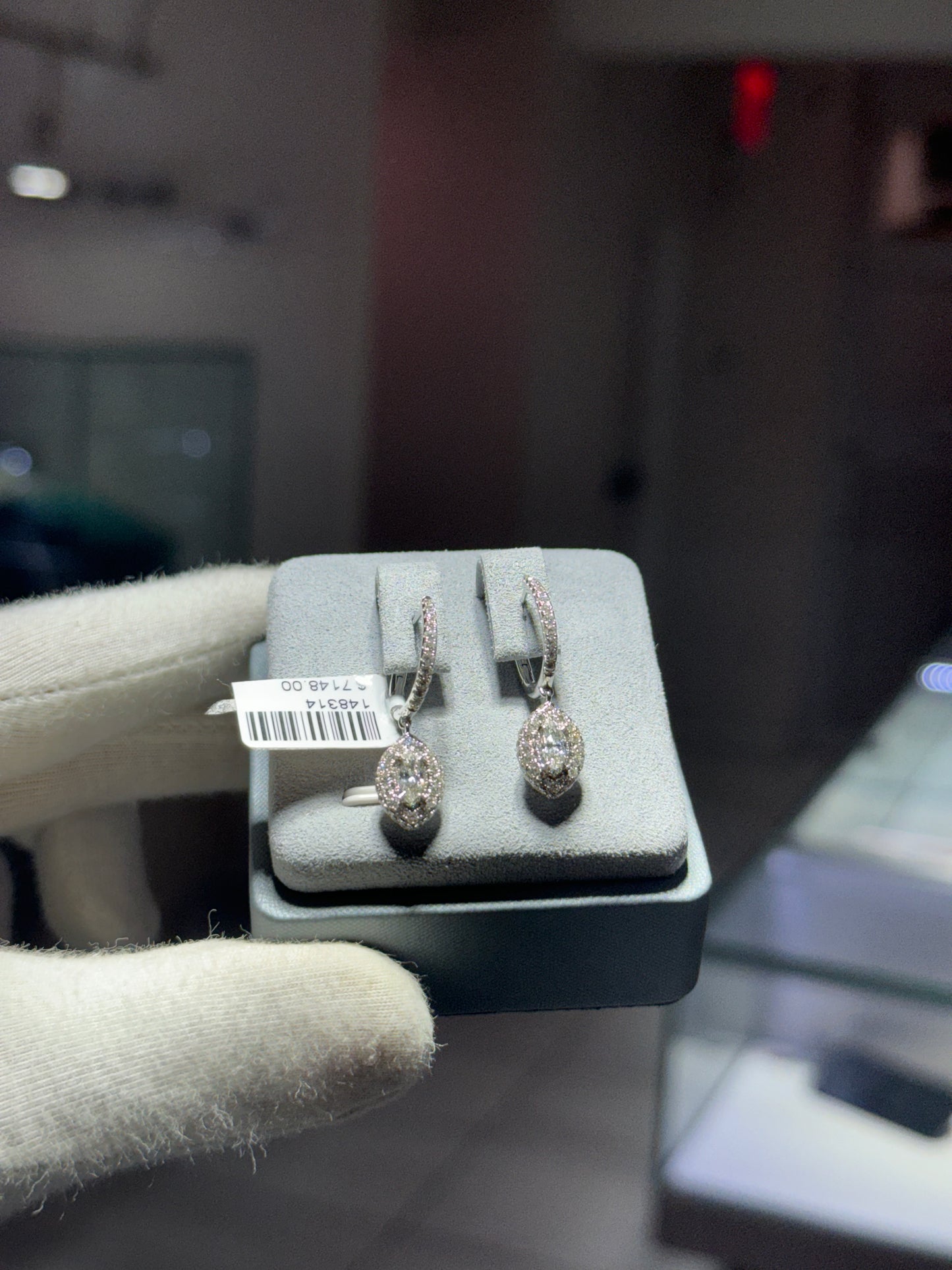 White Gold Oval Earrings