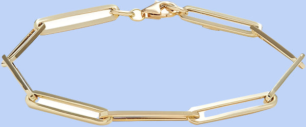 14K Yellow Gold Paperclip Link Bracelet