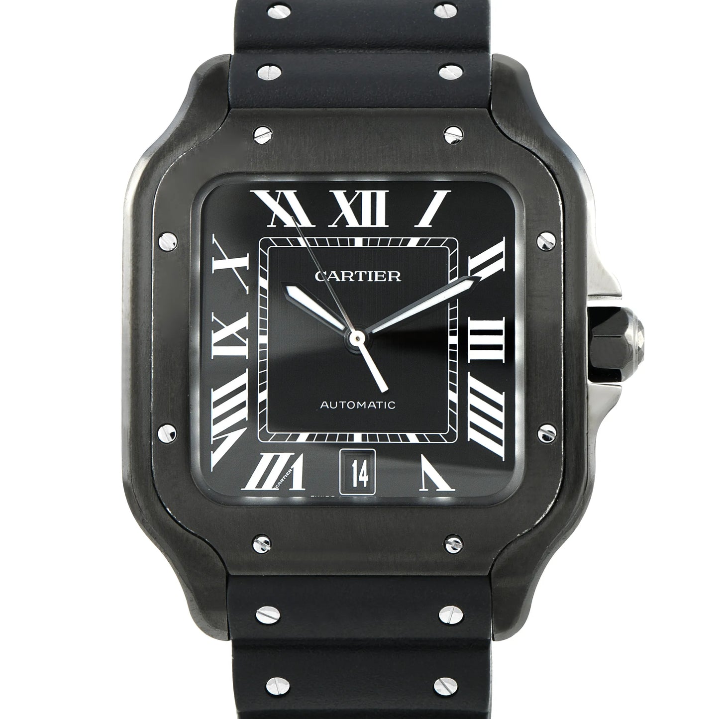 CARTIER Santos Large Model All Black ADLC Steel Watch WSSA0039