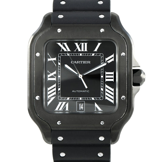 CARTIER Santos Large Model All Black ADLC Steel Watch WSSA0039