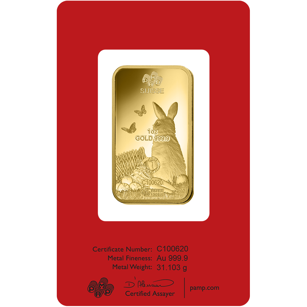 Lunar Rabbit Gold Minted Bar - 1oz