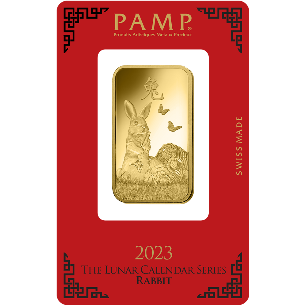 Lunar Rabbit Gold Minted Bar - 1oz