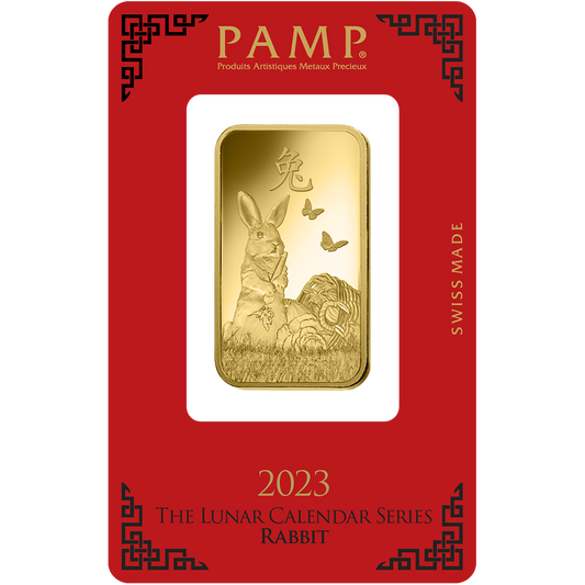 Lunar Rabbit Gold Minted Bar - 1oz