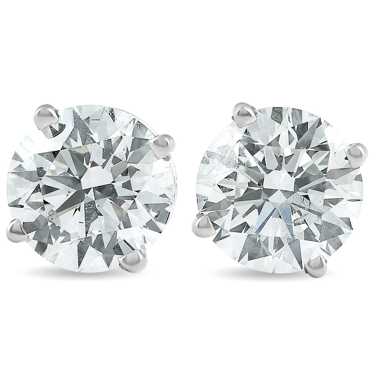 3.16 Ct TW Round Lab Grown Diamond Studs 14K White Gold With Screw Backs (G-H, VS2-SI1)