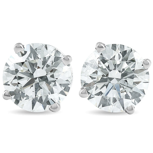 3.16 Ct TW Round Lab Grown Diamond Studs 14K White Gold With Screw Backs (G-H, VS2-SI1)