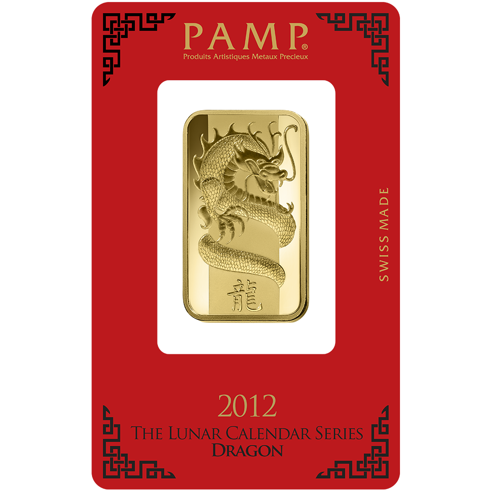 Lunar Dragon Gold Minted Bar - 1oz