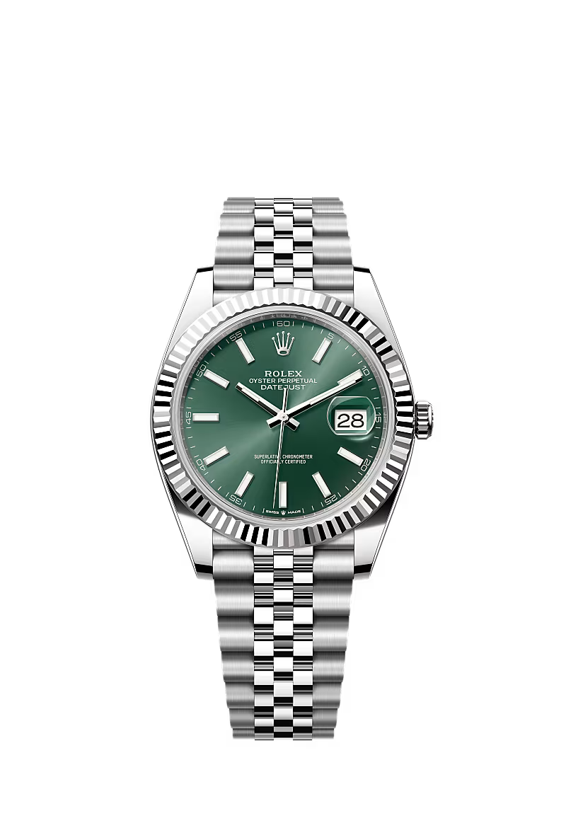 Rolex Datejust 41 Mint Green and White Gold Bezel Reference 126334