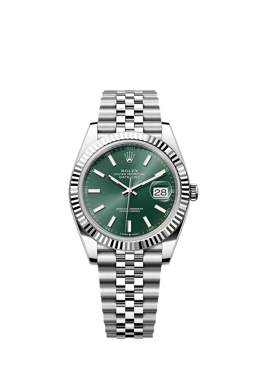 Rolex Datejust 41 Mint Green and White Gold Bezel Reference 126334