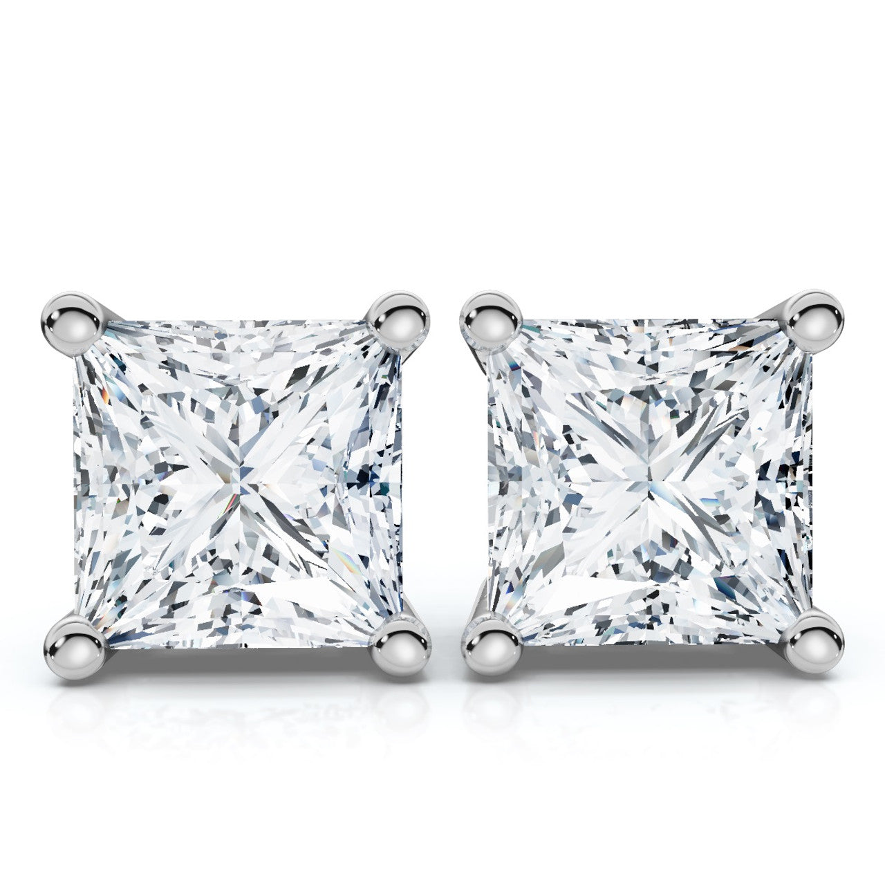 Princess Cut Diamond Studs 14k Gold Lab Grown (F-G, VS)