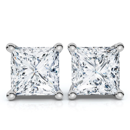 Princess Cut Diamond Studs 14k Gold Lab Grown (F-G, VS)
