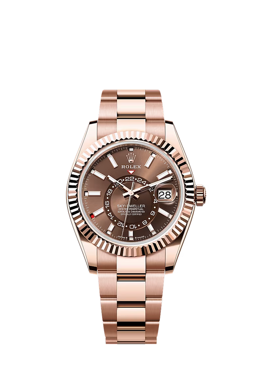 ROLEX Sky-Dweller Chocolate Dial Everose Gold Oyster Watch 336935