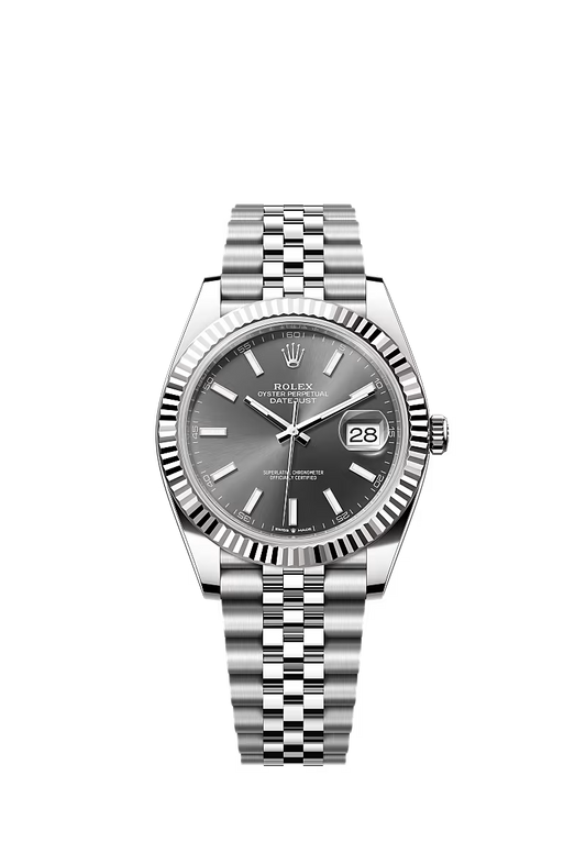 Rolex Datejust 41 Rhodium Grey Index Dial Stainless Steel Fluted Jubilee Bracelet 126334