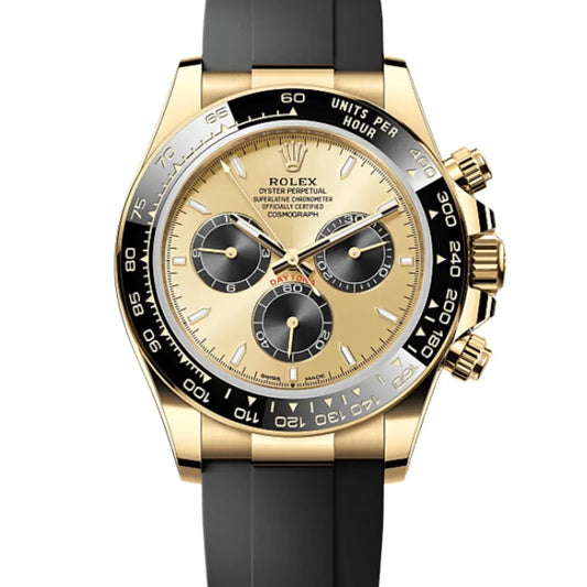 ROLEX Daytona Golden Dial Yellow Gold Oysterflex Watch 126518LN