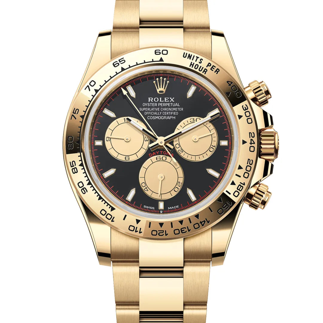 ROLEX Daytona Black and Champagne Dial Yellow Gold Oyster Watch 126508