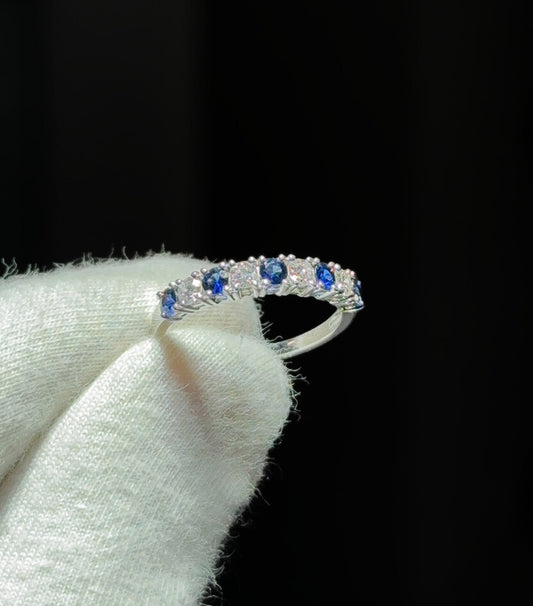 Blue Sapphire and Diamond 18ct Ring Band