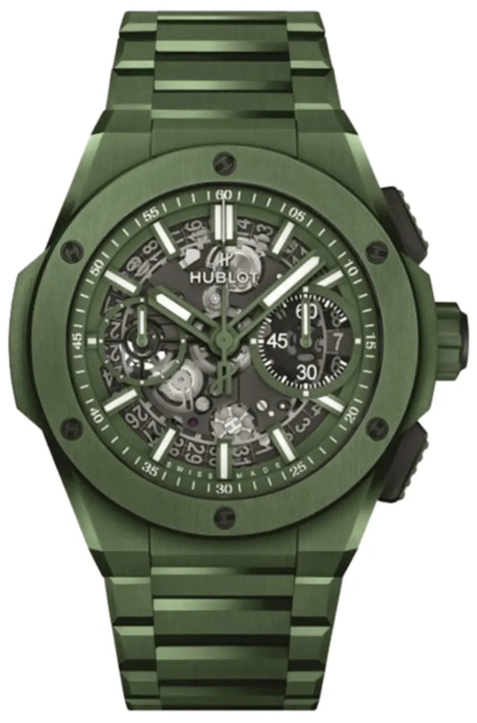 HUBLOT Big Bang Chronograph Automatic Skeleton Dial Green Ceramic Men's Watch 451.GX.5220.GX
