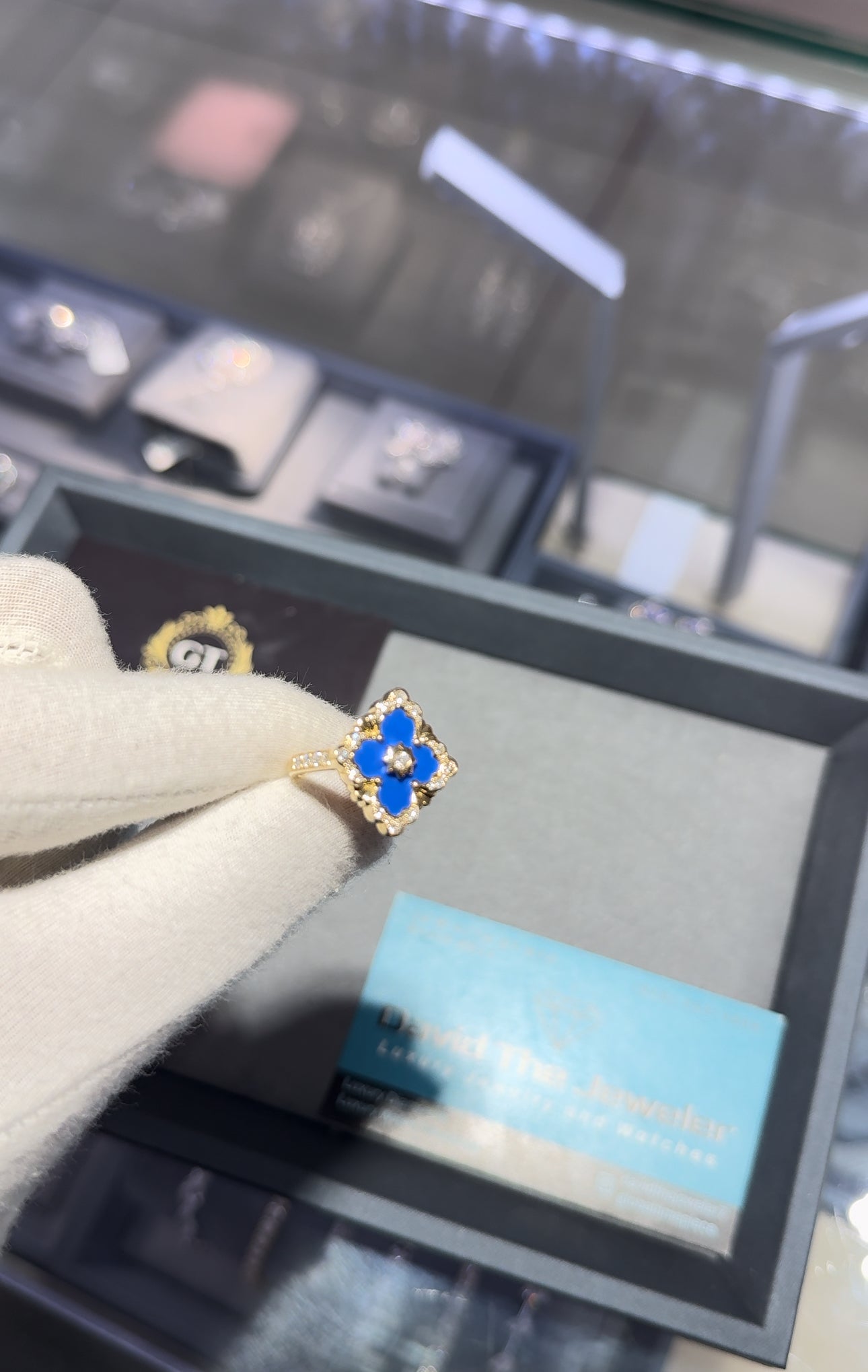 Blue 14ct Solid Gold Ring