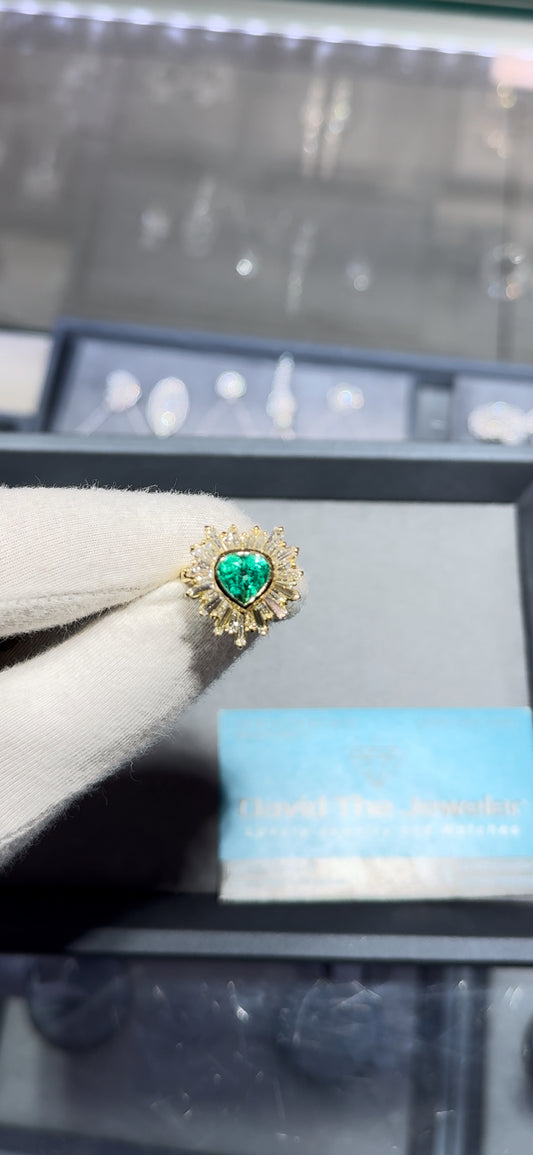 Yellow Gold 2.2ct Colombian Emerald with 2ct Diamonds