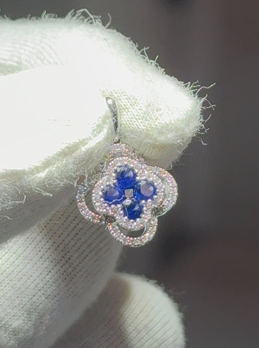 White Gold Blue Sapphire Pendant 18ct