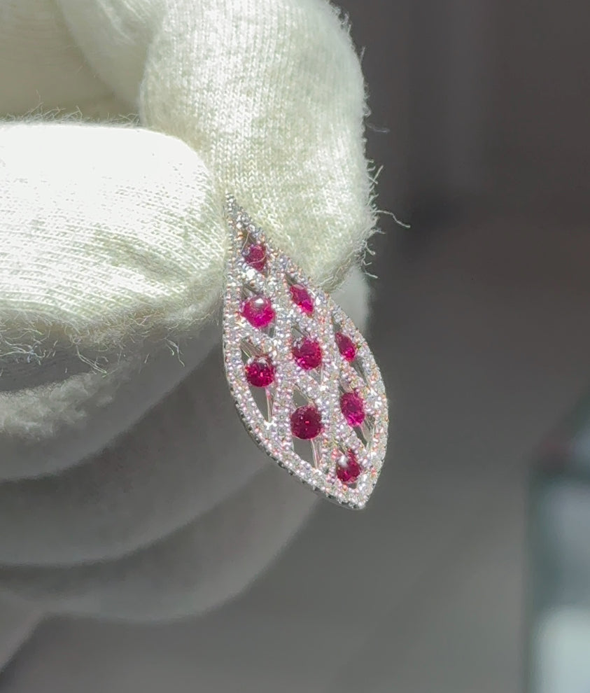 Marquise Ruby White Gold Pendant 18ct