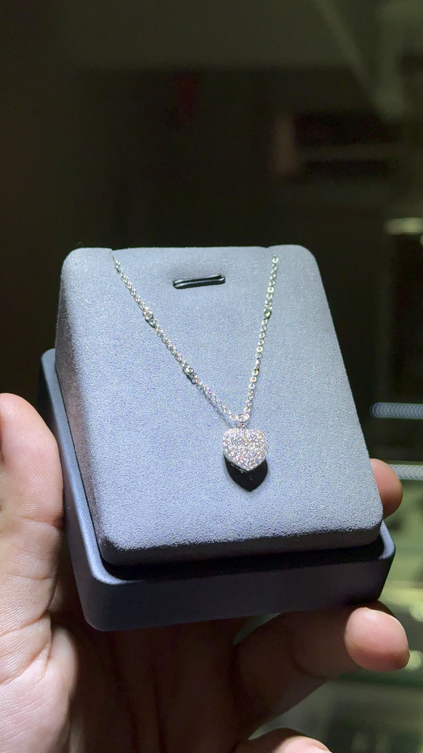 White Gold Heart Necklace with Diamonds